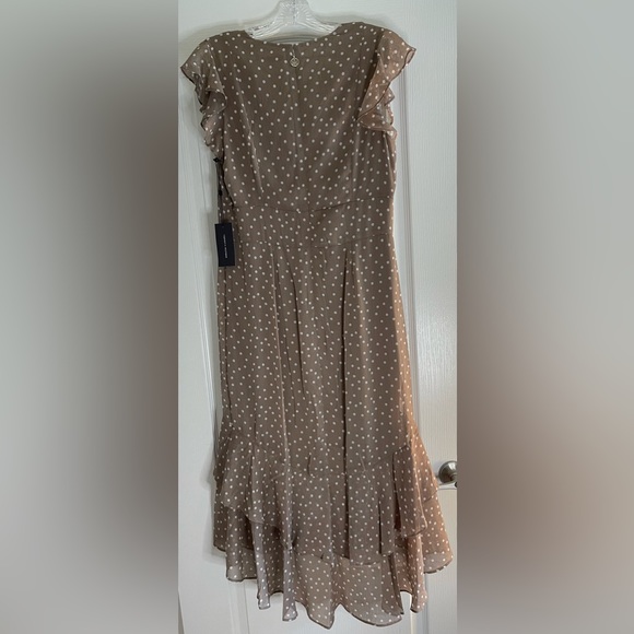 NWT Tommy Hilfiger Womens Size 10 Taupe/Polka Dots Dress w/Monogram Zipper Pull - Picture 3 of 3